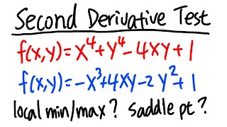 Calculus 3 Using the second derivative test to find the local minmax or saddle points [upl. by Christmann962]