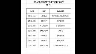 Xii board exam timetable educationtoall [upl. by Herschel]