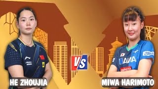 Miwa Harimoto vs HE Zhoujia WTT China Smash 2024 [upl. by Louanna]