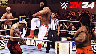 WWE 2K24  ROMAN REIGNS CODY RHODES VS SOLO SIKOA JACOB FATU  BAD BLOOD  VorteXx [upl. by Norrab]