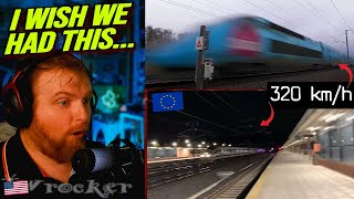 American Reacts to High Speed Train FlyBys Across Europe [upl. by Airitak]