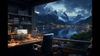 🌲Nordic Home Office  Beautiful Nordic Mountains 🏔️  Lofi BeatsLifi chill StudyRelaxChill [upl. by Rellek]