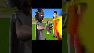 Squid Game Challenge Spray Paint Squid Girl Statue Nice or Error Granny vs Scary Neighbor shorts [upl. by Thorncombe]