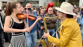 Crowd JOINS singing in Italian  Sarà Perché Ti Amo  Karolina Protsenko amp Daniele Vitale Sax [upl. by Horwitz75]