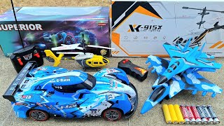 Plane remote control unboxing  Rc helicopter and Racing car remote control unboxing and test [upl. by Cohdwell]