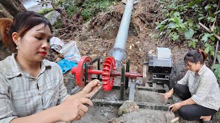 Girl installs 10kva generator compressor pipe on 40m high waterfall [upl. by Doreen]