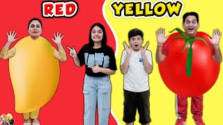 RED YELLOW for 24 Hours  Mom vs Dad  Family Comedy Eating Challenge  Aayu and Pihu Show [upl. by Notlef30]