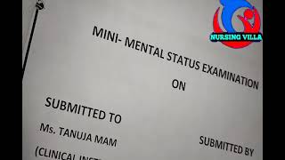 Mini mental status examination MMSE assignment mentalhealthnursing [upl. by Jarietta]