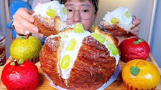 생크림 몽블랑 과일빵🍎 프랑제리피어 디저트 먹방 Dessert Mukbang [upl. by Anelah]