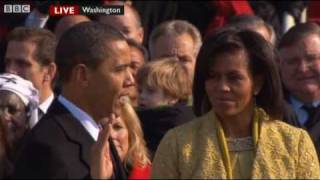 Barack Obama Oath of Office  Sworn In  President Obama The Inauguration  BBC News [upl. by Analim]