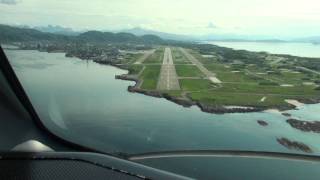 Wideroe Dash 8 cockpit view 2 landings Bodø Airport Norway [upl. by Enilrae14]