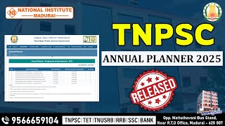 TNPSC 2025  ANNUAL PLANNER RELEASED National Institute Madurai [upl. by Fanni]