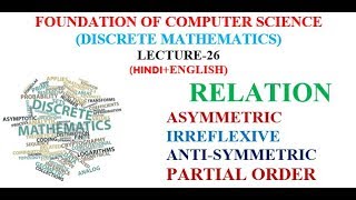 RELATION ASYMMETRIC IRREFLEXIVE ANTISYMMETRICPARTIAL ORDER [upl. by Nebuer680]