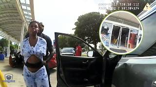 Deranged Woman Crashes Into 6 Cars and Wreaks Havoc at Gas Station [upl. by Ardnait]