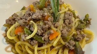 SPAGHETTI alla CHITARRA con RAGÙ BIANCO ASPARAGI e ZAFFERANO [upl. by Onirotciv]