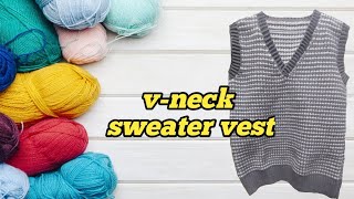 Tutorial merajut Vneck sweater vest houndstooth crochet pemula [upl. by Lasyrc]