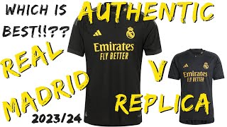 202324 Real Madrid Third Away Shirt Black Authentic V Replica Adidas LaLiga Jersey Kit [upl. by Cassandra]