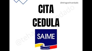 cita cedula saime  cómo pedir la cita de la cedula  cedula SAIME [upl. by Soiritos]