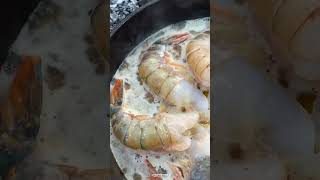 Massive Shrimp Scampi  Over The Fire Cooking by Derek Wolf [upl. by Tiphane140]