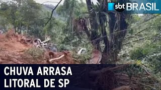 Temporal causa estragos no litoral sul de São Paulo  SBT Brasil 200223 [upl. by Shantha73]