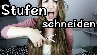 Haare selbst schneiden  STUFENSCHNITT  Lenas Lifestyle [upl. by Justine]