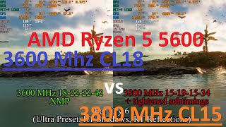 AMD Ryzen 5600 stock vs overclockedtuned RAM 3600 MHz CL18 vs 3800 MHz CL15 Does memory matter [upl. by Alleinnad]