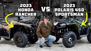 Comparing the 2023 Honda FourTrax Rancher and the Polaris Sportsman 450 [upl. by Eiznik125]