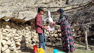 Skinning a goat and cooking lunch nomadic and village life 2023 [upl. by Learsi]