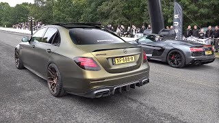 BRABUS MercedesAMG E63 S 4Matic vs Audi R8 V10 Spyder Performance [upl. by Eimorej]