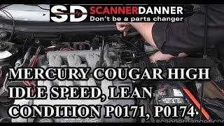 Mercury Cougar high idle speed lean condition P0171 P0174 [upl. by Elag743]