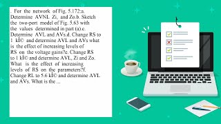 For the network of Fig 5172 a Determine AVNL Zi and Zo b Sketch the two port model of Fig 563 w [upl. by Fields845]