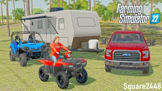 LETS GO CAMPING ON A LONG WEEKEND TOY HAULER  FARMING SIMULATOR 22 [upl. by Yalhsa]