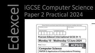 Edexcel iGCSE Computer Science Summer 2024 Paper 2 [upl. by Ev883]