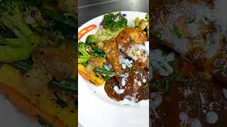 Grilled chicken with Demi glace souce 22810 cooking food cookingfood recipe foodpreparation [upl. by Callean]