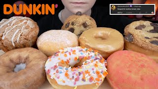 ASMR Dunkin Donuts NEW Watermelon Donut amp Chocolate Chunk Cookie Maple Frosted Coffee Cake Muffin [upl. by Airdnaz]