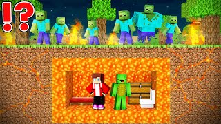 UNDERGROUND LAVA KINGDOM vs ZOMBIE APOCALYPSE in Minecraft  Maizen JJ and Mikey [upl. by Nnylatsirk633]