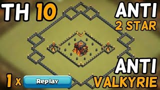 BEST TH10 WAR BASE EVER ANTI VALKYRIE  1 × REPLAY  August 2016 Clash of Clans  Speedbuild [upl. by Dyer]