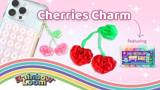 Cherries Charm  Phone Dangle Rainbow Loom Tutorial by Angelynn TutorialsByA™  Intermediate Level [upl. by Leavitt]