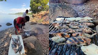 Aventura de pesca con arpón pescando mojarras en un rincón mágico y cocinándolas [upl. by Hoeg]