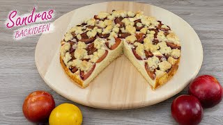 Einfacher PflaumenQuarkKuchen mit Streusel  Rührkuchen mit Quark Pflaumen und Streusel  Rezept [upl. by Balmuth742]