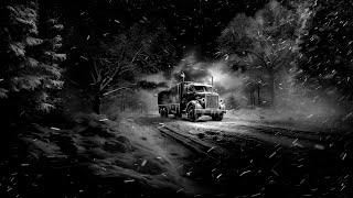 Relaxing Blizzard Sounds with Winter Trucking Scene  Midnight Snowstorm Journey [upl. by Blossom]