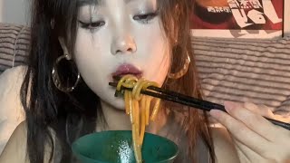 ASMR Mukbang Beautiful girl eats food for show [upl. by Elbag]