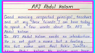 Speech on APJ Abdul Kalam for students in english writing [upl. by Caniff433]