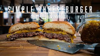 Simple Cheeseburger mit Gurkenrelish – Kochen im Tal [upl. by Atteuqahc]