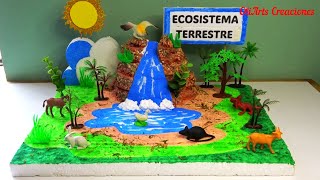 Como hacer MAQUETA de ECOSISTEMA TERRESTRE paso a paso  Proyectos  Model of terrestrial ecosystem [upl. by Sllew]