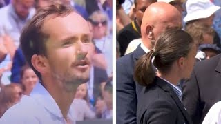 What Daniil Medvedev said to Wimbledon umpire as Russian warned for bad behaviour [upl. by Otreblif676]