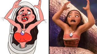 Moana Skibidi toilet drawing mem 👸 Disney princess moana tricks tamatoa  funny art [upl. by Arva63]