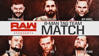 LUCHA COMPLETA  Seth Rollins Finn Bálor amp Jeff Hardy vs The Miz amp The Miztourage Rawᴴᴰ [upl. by Yerg]