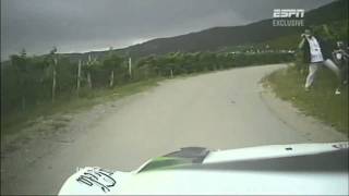 WRC Rally Germany 2011 Mads Ostberg mistake damage suspension [upl. by Gula260]