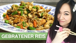 REZEPT gebratener Reis mit Hühnchen  chinesisch kochen [upl. by Ahsikad269]